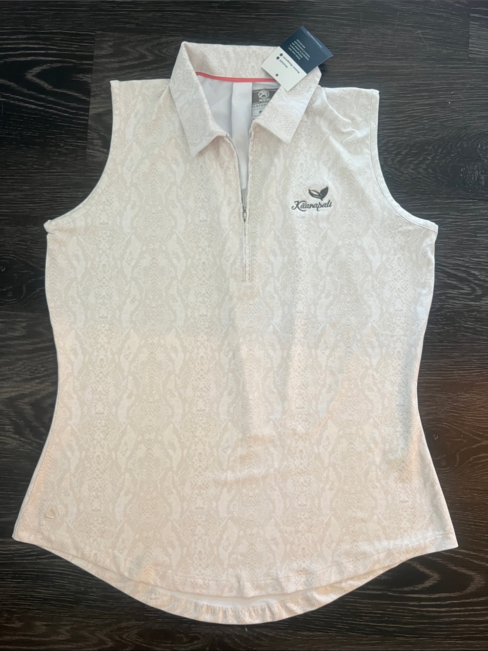 Sleeveless Zip Polo - White Snake-Print